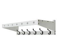 BOGAZY Coat Racks Wall Wood Floating Shelves & Ledge, Coat Hat Rack with Metal Pegs Hook to Organizer Storage Decorative for Entryway Bedroom Clothes Hook(White,6 Hooks)
