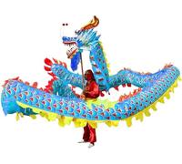 BOGAZY Lion De Dance Costume 10m/32.8ft Silk Dragon Dance Mascot Dragon Dance Ribbon For 6 Players Lion Dance Head Performance Dragon Dance Set Cosplay Dress(A)