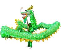 BOGAZY Lion De Dance Costume 10m/32.8ft Silk Dragon Dance Mascot Dragon Dance Ribbon For 6 Players Lion Dance Head Performance Dragon Dance Set Cosplay Dress(Grün)