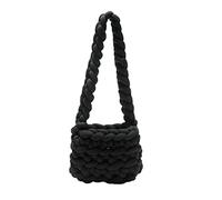 BOGAZY Straw Handbags Cotton Woven Crossbody Bag Shoulder Bags Handwoven Women Straw Bags For Women(Black)
