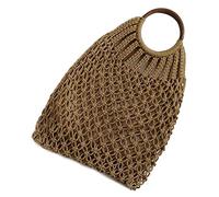 BOGAZY Straw Handbags Cotton Woven Handbag Summer Women Rattan Handle Beach Bag Woven Straw Bags For Women(Khaki)