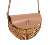 BOGAZY Straw Handbags Crossbody Leather Hollow Bag Woven Semicircular Beach Handbag Straw Bags For Women