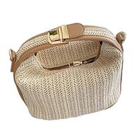 BOGAZY Straw Handbags Handmade Woven Bag Shoulder Bags Crossbody Snap Fastener Handbag Straw Bags For Women
