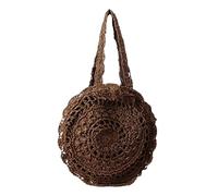 BOGAZY Straw Handbags Straw Woven Round Shoulder Bags Women Beach Bags Tote Handbags Straw Bags For Women(Bruin)