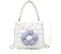 BOGAZY Straw Handbags Summer Shoulder Bag Female Casual Pearl Chain Crossbody Bags Straw Bags For Women(White)