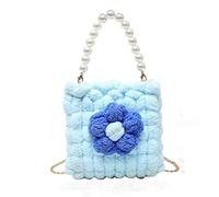 BOGAZY Straw Handbags Summer Shoulder Bag Female Casual Pearl Chain Crossbody Bags Straw Bags For Women(Blue)