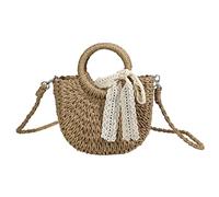 BOGAZY Straw Handbags Women Hand-Woven Handbag Rattan Bag Crossbody Shoulder Beach Bag Straw Bags For Women(Khaki)