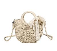 BOGAZY Straw Handbags Women Hand-Woven Handbag Rattan Bag Crossbody Shoulder Beach Bag Straw Bags For Women(Beige)
