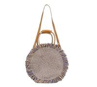 BOGAZY Straw Handbags Women Shoulder Bags Round Crossbody Woven Tassel Summer Beach Bag Straw Bags For Women(Blue)