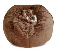 BOGDTF Giant Bean Bag Cover 7ft 6ft 5ft Bean Bag Chair, Washable Bean Bag Sofa Sack Chair Large Lounger Faux Fur Cover for Dorm Family Room - Brown