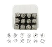 BOGEEL 12 Pieces Metal Stamping Tool Set 1/8” 1/4" (3mm), Steel Flower Set Leather Stamp for Jewelry Making Craft