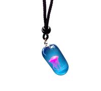 BOGEEL Luminous Jellyfish Resin Pendant Necklace Unique Statement Necklace Marine Animal Long Necklace Jewelry Sweater Chain