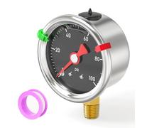 BOGERDACK 0-100PSI Stainless Steel Glycerin Filled Pressure Gauge 1.5" Black Dial Size, 1/8" NPT Lower Mount, for Tube, Water Pump, Gas, Liquid, Pressure Test (with Range Mark Pointer)