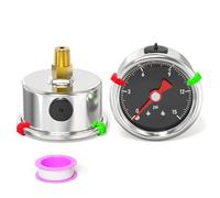 BOGERDACK 0-15PSI Stainless Steel Glycerin Filled Pressure Gauge 1.5" Black Dial Size, 1/8" NPT Back Mount, for Tube, Water Pump, Gas, Liquid, Pressure Test (with Range Mark Pointer)