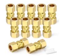 BOGERDACK 11PCS Brass Compression Union Connector, 5/16" OD x 5/16" OD Pipe Fitting for Oil/Water/Gas