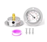 BOGERDACK -30inHG-30PSI Panel Mount Front Flanged Glycerin Filled Pressure Gauge, 2.5" Dial Size, 1/4" MNPT Back Mount, Stainless Steel Case, with Phillips Screw and Nut, for Water, Gas, Liquid