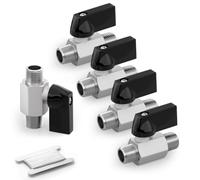 BOGERDACK 5PCS Brass Mini Ball Valve, 1/2" NPT Male x Male Thread