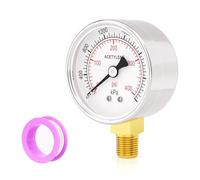 BOGERDACK High Pressure Gauge 0-400PSI for Acetylene Regulator, 2.5" Dial Size, 1/4" NPT Lower Mount, Stainless Steel case