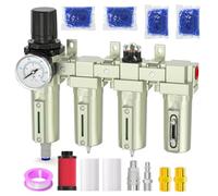 BOGERDACK Industrial Grade 4-Stage Air Drying System,1/2" NPT with Auto Drain,Desiccant Dryer,air Regulator,Particulate Filter and Coalescing Filter for Paint Spray,Plasma Cutter