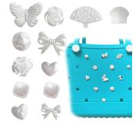 Bogg Bag Charms, Butterfly,Flower & Gem Charms for Bogg Bag, Compatible with Simply Southern Beach Totes, Pearl & Bow Insert for Rubber Beach Bag Tote Handbag Stone Decoration for Ocean Party Favor