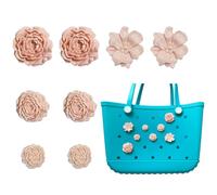 Bogg Bag Charms, Camellia Flower Charms for Bogg Bag, Compatible with Simply Southern Beach Totes, Peony Flower Insert for Rubber Beach Bag Tote Handbag Decoration for Ocean Party Favor (pink)