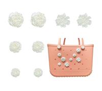 Bogg Bag Charms, Camellia Flower Charms for Bogg Bag, Compatible with Simply Southern Beach Totes, Peony Flower Insert for Rubber Beach Bag Tote Handbag Decoration for Ocean Party Favor (white)
