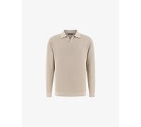 Boggi Milano Mens Boggi Milano Long-Sleeved Knitted Cotton-Blend Polo Shirt Sand 2XL