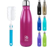 Bogi 17 Ounce Travel Mug Double-Walled Drinks Bottle Stainless Steel Water Bottle for Outdoor Sports Hiking Camping Cycling Office and Everyday Use, Cold For 12 Hours & 24 Hot + 1 Brush Gift, hot pink