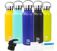 BOGI 600ml Double Wall Vacuum Insulated Stainless Steel Water Bottle-Scratch Resistance&Eco-Friendly for Outdoor Sports Yoga Camping,Straw Flip Cap+Cleaning Brush-1 Year Warranty(Dark Blue)