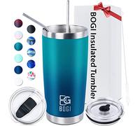 BOGI Tumbler, 20 oz Insulated Tumbler with Straw and Lids,Leakproof Coffee Cup Travel Mug,Double Wall Vacuum Stainless Steel Tumbler Durable Thermal Cup Keep Cold and Hot Drinks Ideal Gifts | BDblue