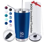 BOGI Tumbler, 20 oz Insulated Tumbler with Straw and Lids,Leakproof Coffee Cup Travel Mug,Double Wall Vacuum Stainless Steel Tumbler Durable Thermal Cup Keep Cold and Hot Drinks Ideal Gifts | Nblue