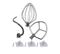 Boginity 5-6qt Bowl-Lift Mixer Stainless Steel Accessories, including Whisk, Dough Hook, and 6-Wire Whisk, compatible with KP26, KL26, KV25, KT26, KSM55/60