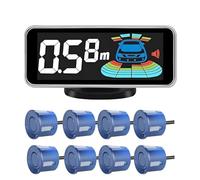 BOGJFC 4/6/8 Sensor Radar Parking Sensor Kit LED Backlight Parktronic LCD Display Backup Monitor Universal 12V Car Reverse Detector Model 100000015(Blu,8 sensors)