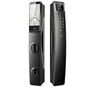 BOGJFC Tuya WiFi Palm Vein & 3D Face Recognition Smart Door Lock With Built-In Camera 7 Unlock Methods For Home Office Aluminum Alloy 35-100mm(30x240 6068-Black)