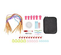 Bognajin Knitting Needle Set with Ergonomic Grip, Multifunctional Crochet Tool Kit, Color Coded Sizes for Easy Find, Includes Storage Bag and Accessories for Home Travel Use