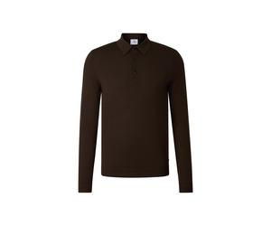 BOGNER Knitted polo long-sleeved top Jake for men - Dark brown - M