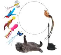 Bogoro Suction Cup Cat Games, Cat Suction Cup Game, Interactive Cat Games with Bird, Cat Toy for Playing and at Home, Cat Wand, Game for Cat with Feather for Self-Occupation Cats