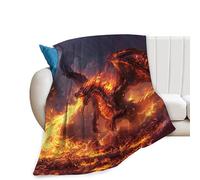 Bogosip Dragon Blanket, Fire Dragon Decor, Throw Blanket, Cozy Plush Flannel Fleece, Warm, Soft, Lightweight, Fluffy Blanket, Dragon Lovers, Gifts for Boys, Girls, Teens, Women, for Bed,