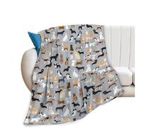 Bogosip Grey Dogs Pattern Throw Blanket, 40"X50", Super Cozy Plush Flannel Fleece, Lightweight, Soft, All Seasons for Dog Lovers, Kids, Adults