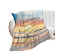 Bogosip Psalm 91 Blanket Christian Gifts Religious Bible Verse Scripture Throw Blanket Comfy Plush Flannel Fleece Warm Soft Fluffy Fuzzy Blanket for Prayer Women Teens for Bed Sofa Couch 40"X50"