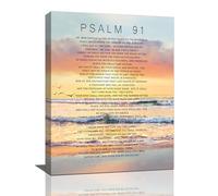 Bogosip Psalm 91 Wall Art Psalm 91 Poster Pictures Wall Decor Psalms Sign Canvas Prints Painting Scripture Bible Verse Frame Artwork for Prayer Bedroom Living Room Bathroom Church 12"x16"