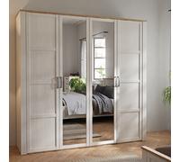 bogota wooden mirrored wardrobe with 4 doors in riviera oak white