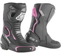 Bogotto Carta Race perforated Ladies Motorcycle Boots, black-white-pink, size 37 for Women