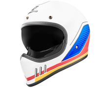 Bogotto FF980 EX-R Caferacer Cross Helmet, white-red-blue, size L for Men
