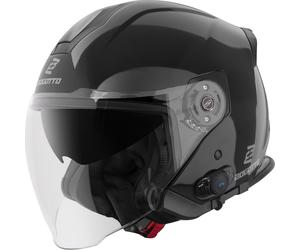 Bogotto H586 BT Solid Bluetooth Jet Helmet, black, size L for Men