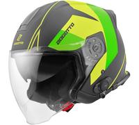 Bogotto V586 Detri BT Bluetooth Jet Helmet, black-green, size XS for Men