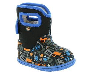 BOGS Boys Baby Construction Black Multi Washable Warm Wellies Boots 724621-3 UK 20 EU