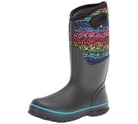 BOGS Women's Classic Tall Rain Boot, Rainbow Dots Print - Black, 10