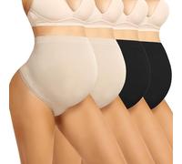 Boguish Maternity Underwear Thong Over Bump - Pregnancy Shapewear Over Belly Support Seamless Pregnant Panties for Women, Black/Nude, M