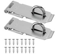 Bohaner 2 Sets Heavy Duty Stainless Steel Padlock Hasp and Staple Shed Lock Latch 4 Inch Padlock Hinge Latch Shed Lock Hasp for Internal Door Outdoor Sheds Window Cabinet